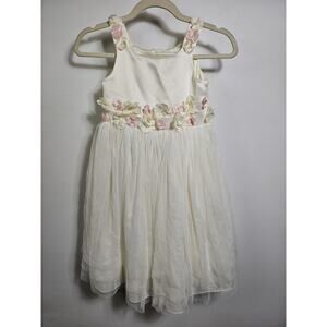 Jayne Copeland Cream And Pink Girls Floral Formal Dress Size 6X
